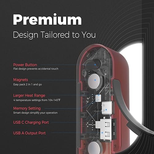 Miniatura 68 de OCOOPA Calentadores de manos recargables, paquete de 2, calentador de manos eléctrico magnético, 16 horas de calor, 4 niveles de calor hasta 145 ℉