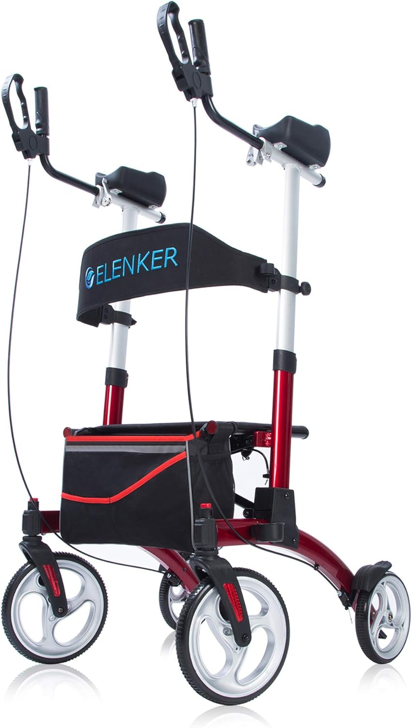 ELENKER Upright Rollator Walker Stand Up Folding Rollator