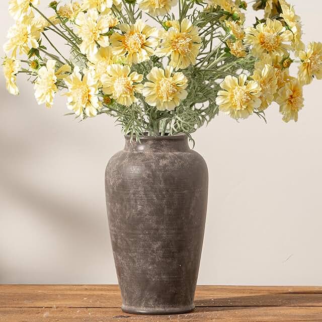 Large Ceramic Rustic Vase, 11 Inch Tall Flower Vase Farmhouse Decorative...