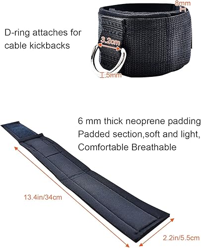 Miniatura 2 de ATENTO 2 pares de correas de tobillo para máquina de cable, cómodos puños acolchados de tobillo para patadas, gimnasio, entrenamiento de glúteos y