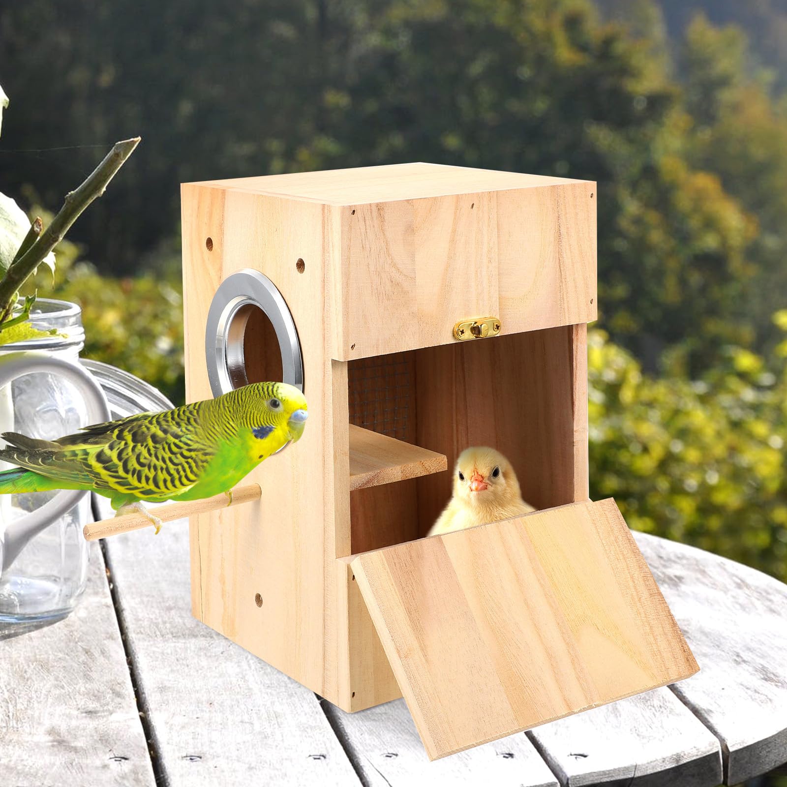 VALICLUD Nidificatore in Legno per Uccelli Piccoli e Canarini, Casa Confortevole Letto per Dormire, Design Semplice e Creativo per Voliera da Esterno