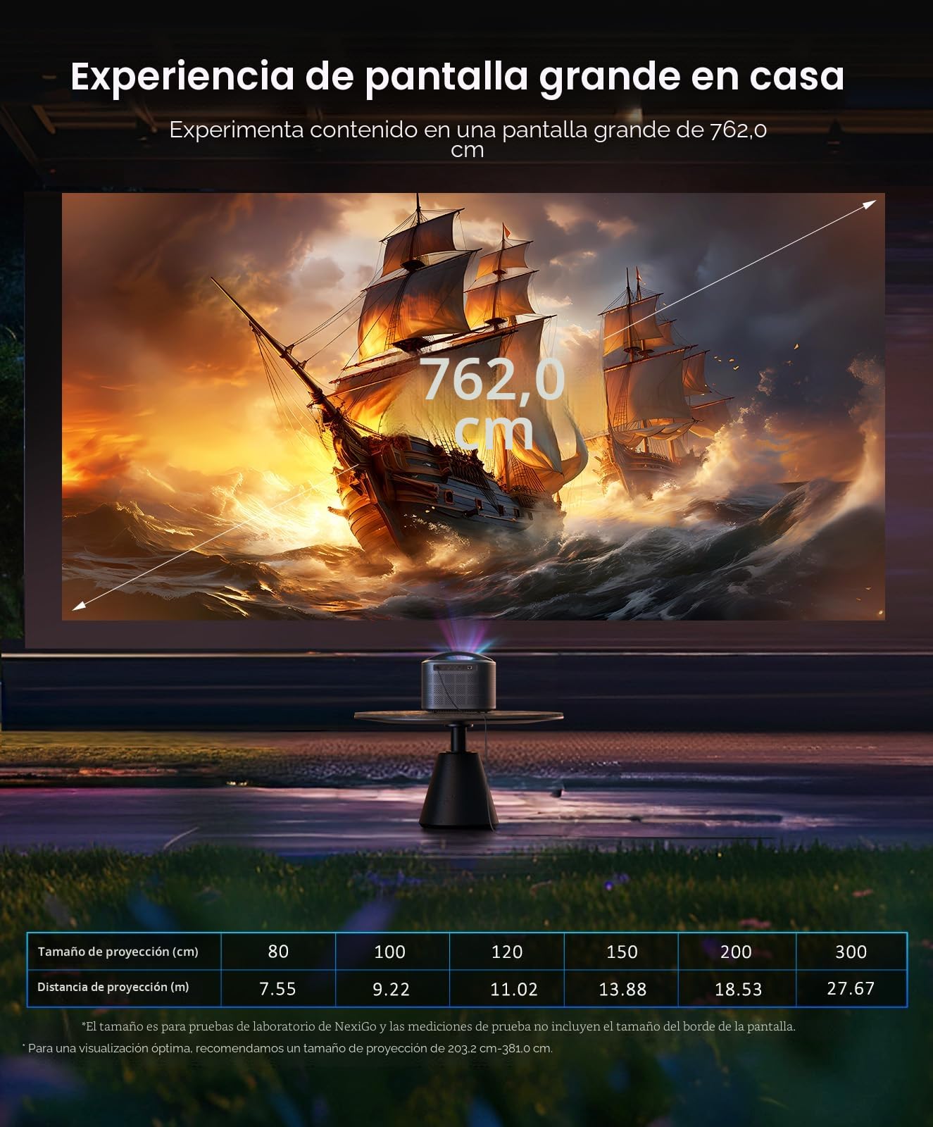 NexiGo TriVision Ultra, proyector portátil 4K Tri-LED-Láser, 2600 lúmenes, sin Moteado láser, sin Fatiga Visual, Dolby Vision, HDR10+, Cine en casa/jardín con 3D, DTS Virtual:X de 30W