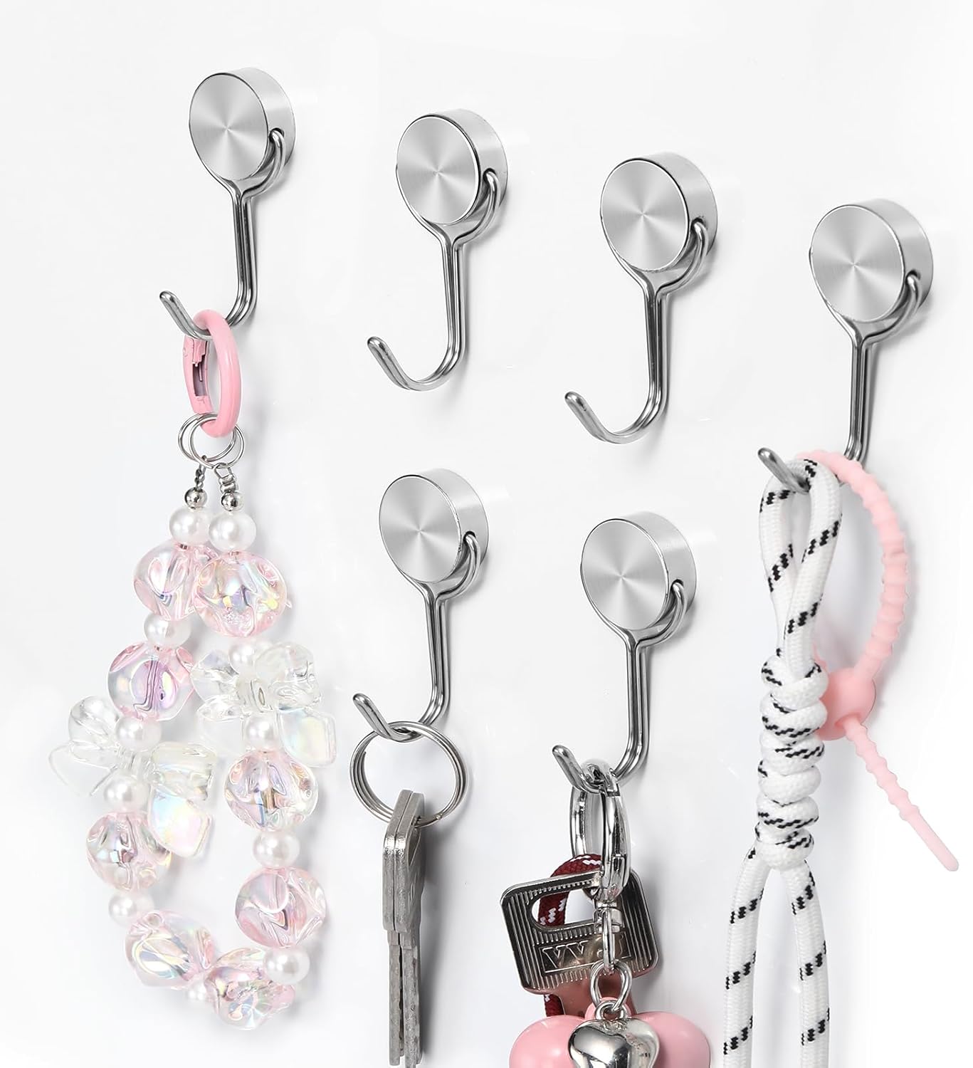 TRYMAG Strong Magnetic Hooks, 28LBS Heavy Duty Swivel Magnet Hooks for Cruise Cabins, 6 Pack Neodymium Magnets with Swivel Hooks for Hanging, Locker, Magnetic Metal Hanger for Fridge, Storage, Toolbox