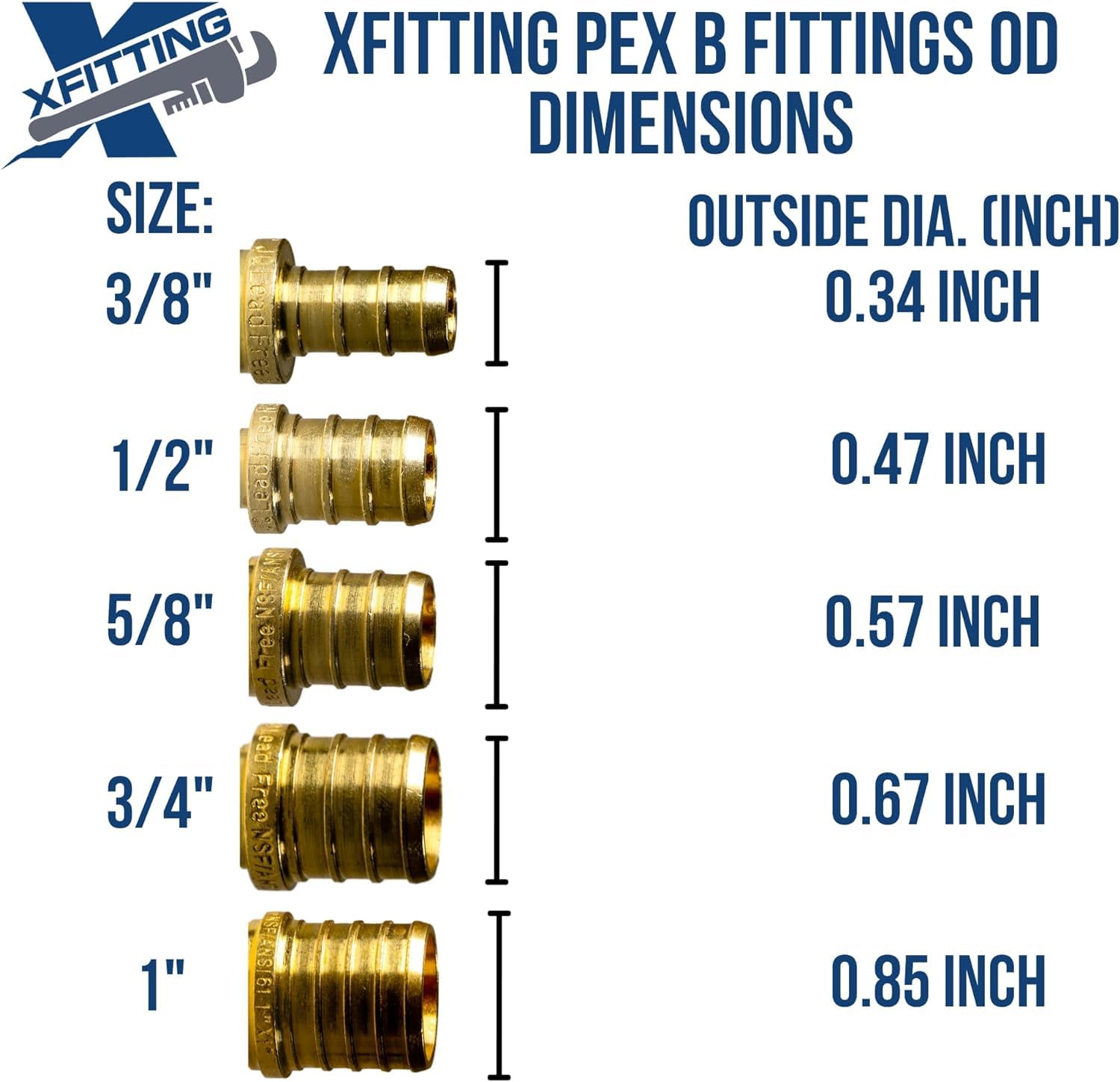 25 piezas 1/2 PEXTO X 1/2 MALE SWEAT ADAPTADORES DE BRASH CRIMP FITTINGS - LEAD FREE (visita nuestra tienda de Amazon XFITTING para más tamaño)