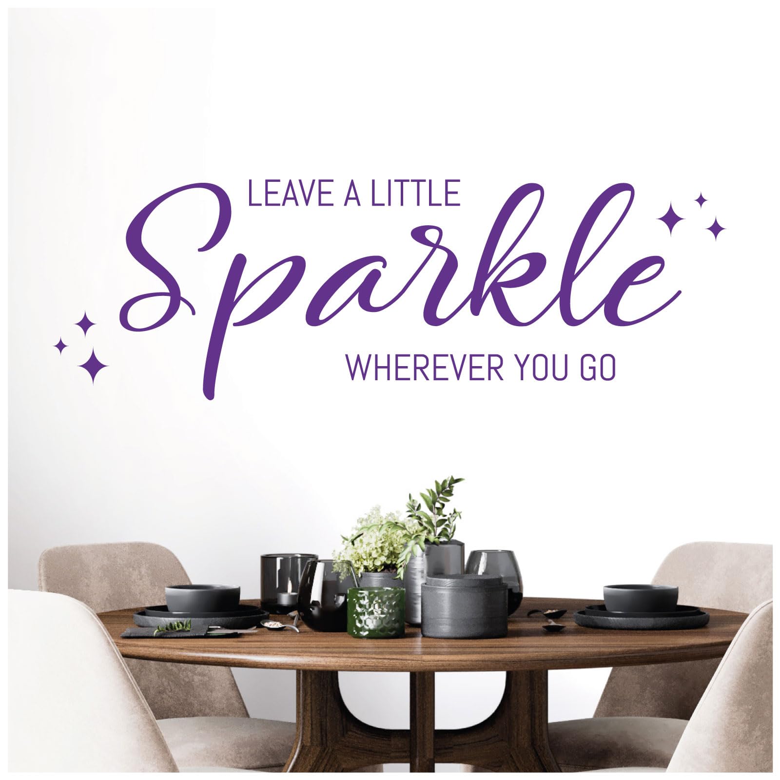 Leave a Little Sparkle Wherever You Go - Wall Quote, Wall Art Sticker [Medium] [Purple]