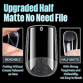 TOMICCA Short Square Nail Tips, 240Pcs Half Matte Press on Full Cover Acrylic Nails, 12 Sizes Soft Acrylic Fake Nail Tips for Nail Extension Art Home DIY Nail Salon