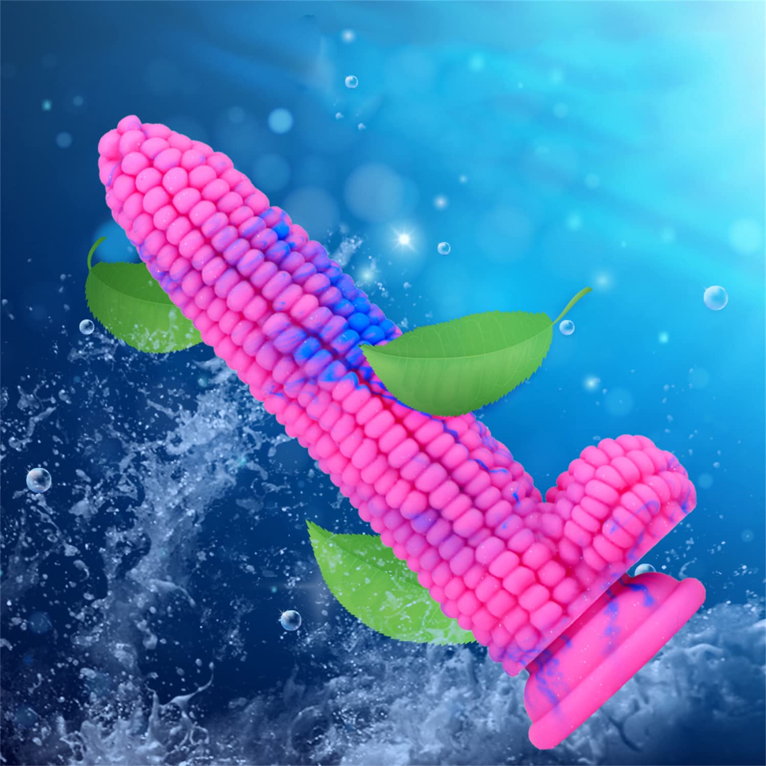 Monster Dildo Colourful Big Grain Corn Adult Sex Toy with Strong Suction Cup 8 Inch Flexible Soft Vegetable Dildos -: Pink