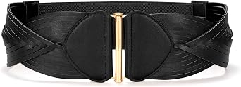 SANSTHS Women Wide Elastic Belts for Dresses Vintage Fashion Stretchy Waist Belts Ladies Cinch Belts Leather Waistband