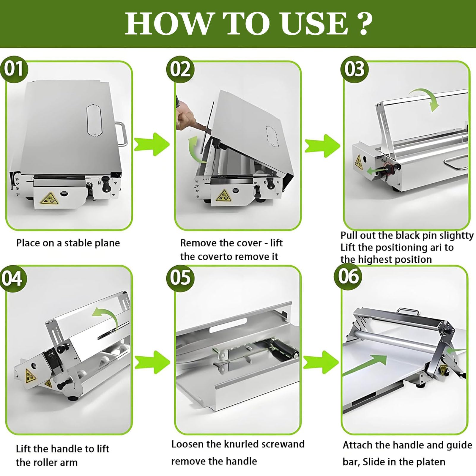 Amasadora Manual Plegable, amasadora para Croissants, amasadora de Mesa, Grosor Ajustable, para Hacer Masa de hojaldre, Masa de Pizza Model-400