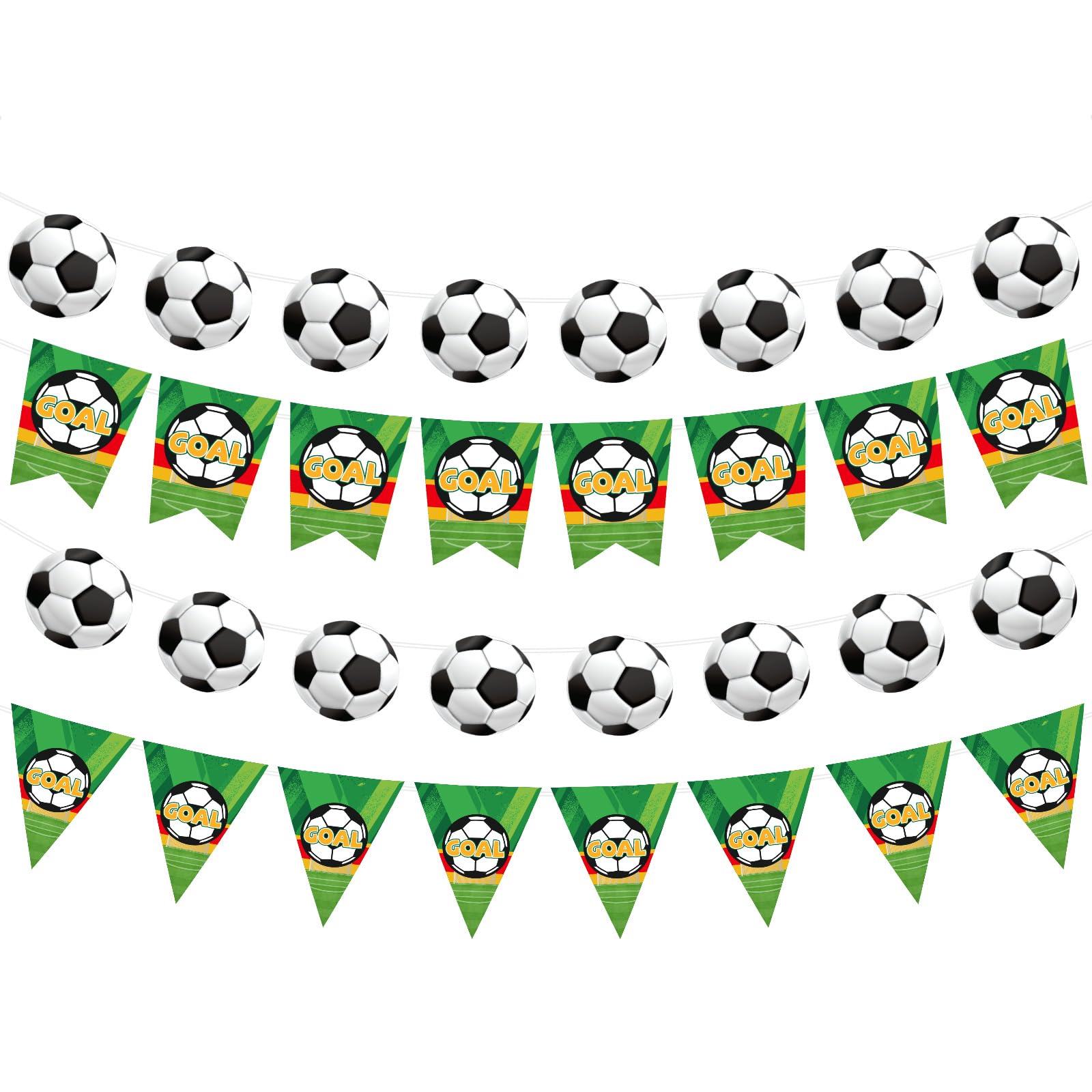4pcs Soccer Party Decorations Banners, Football Banner Including Four-Corner Flags & Pennants Sports Theme Birthday Party Decorations for Home Classroom Favor Supplies