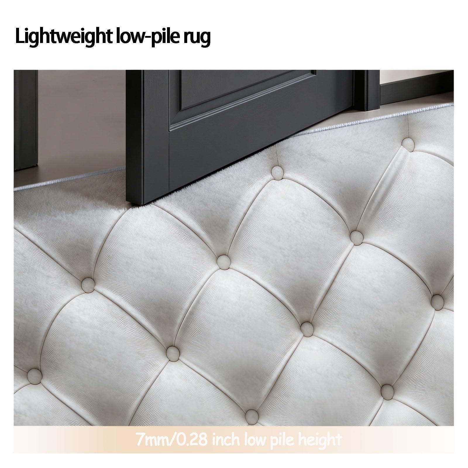Tapis Rond 150 cm Moquette Luxe Texture Cuir Géométrique - Tapis Circulaire Simple pour Salon et Chambre, Antidérapant Lavable et Doux Poils Courts, Blanc