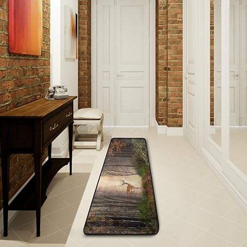 Miniatura 7 de ALAZA Fallow Deer Dreamy Misty Forest Runner Alfombra antideslizante para pasillo, entrada, sala de estar, dormitorio, decoración del hogar, 72 x 24