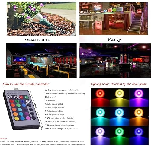 Miniatura 6 de Proyector de Navidad PAR38 para exteriores con mando a distancia 30 W RGB blanco cálido, foco impermeable para exteriores e interiores, reflector