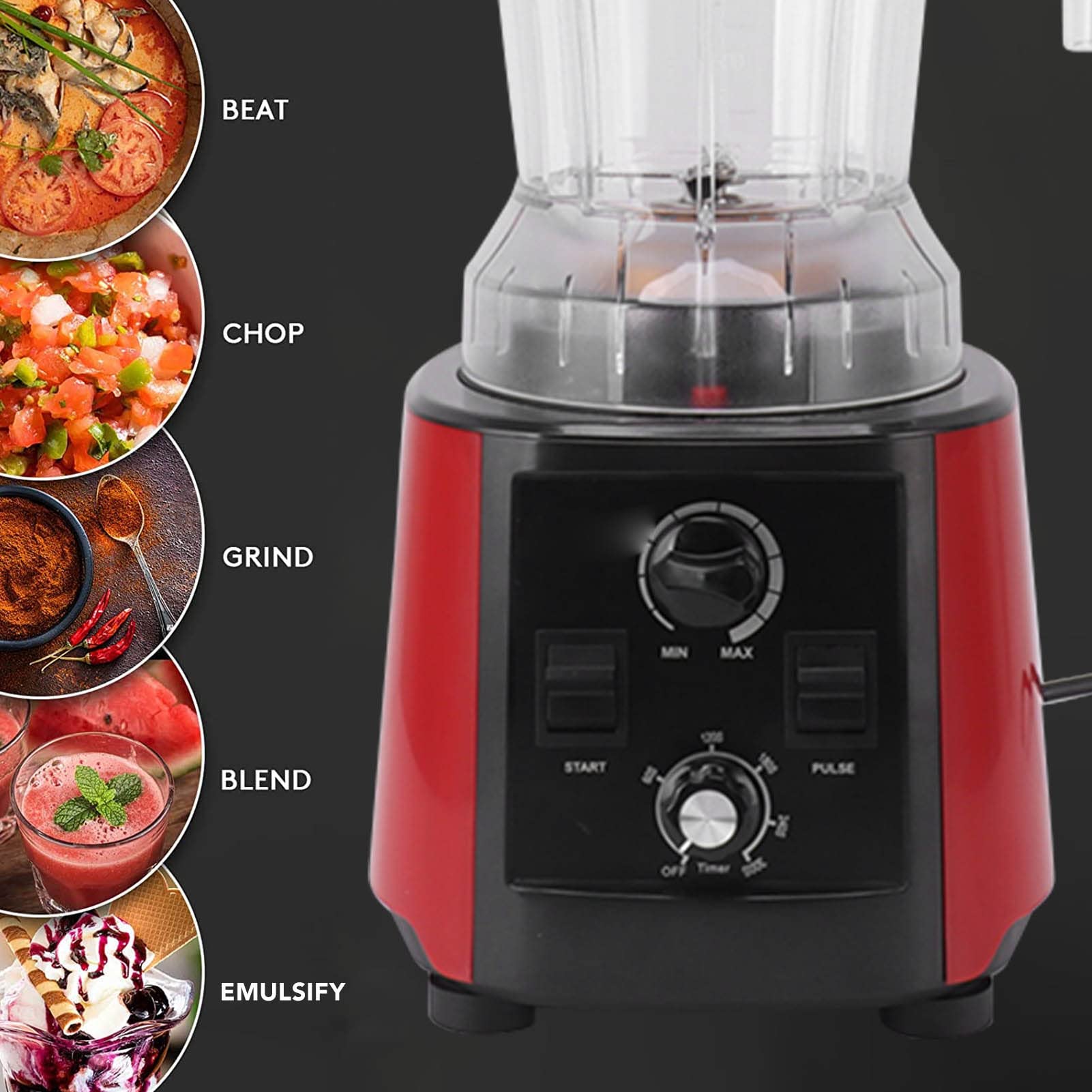 Profesjonalny Blender Nablatowy o Mocy 2000 W, Blender Kuchenny o Dużej Pojemności 2 L do Koktajli, Przecierów, Kruszenia Lodu, Młynka do Orzechów i Kawy, Ostrza ze Stali Nierdzewnej