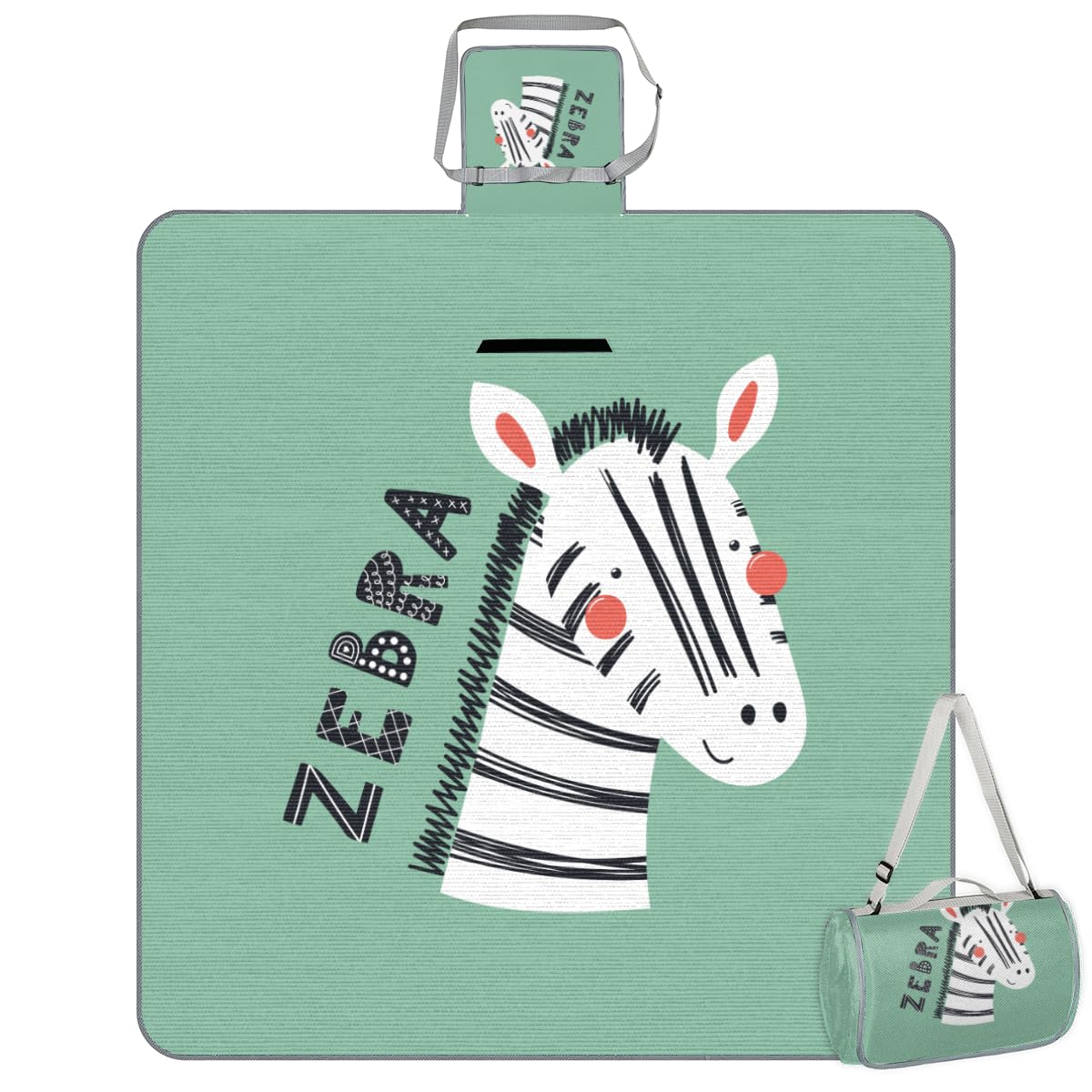 Shimoshe Picnic Blankets 57”x 59”, Zebra Cub Waterproof Sandproof Picnic Mat Lightweight Foldable Beach Blanket for Camping Park Grass Beach Outdoor Blanket