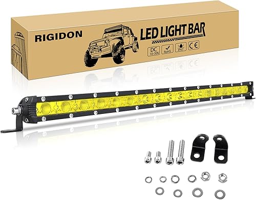 RIGIDON Barra de luz LED ámbar de 20 pulgadas, 90 W, barra de luz delgada de una sola fila, haz combinado de haz combinado de haz impermeable LED de