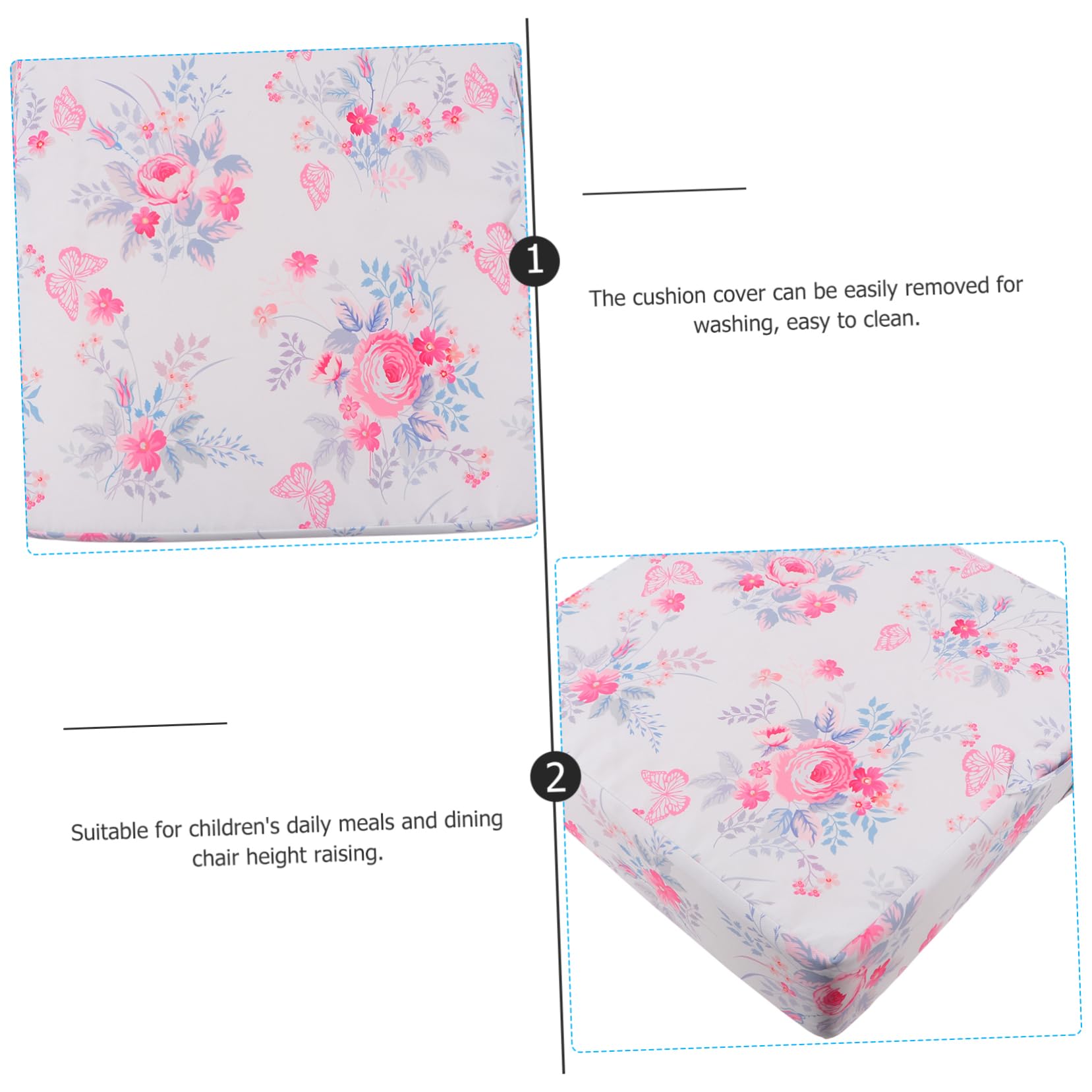 POPETPOP Cojín Elevador para Silla Infantil Diseño de Doble Correa, Material de Poliéster y Esponja, Lavable a Máquina, Ideal la Comida en Restaurantes