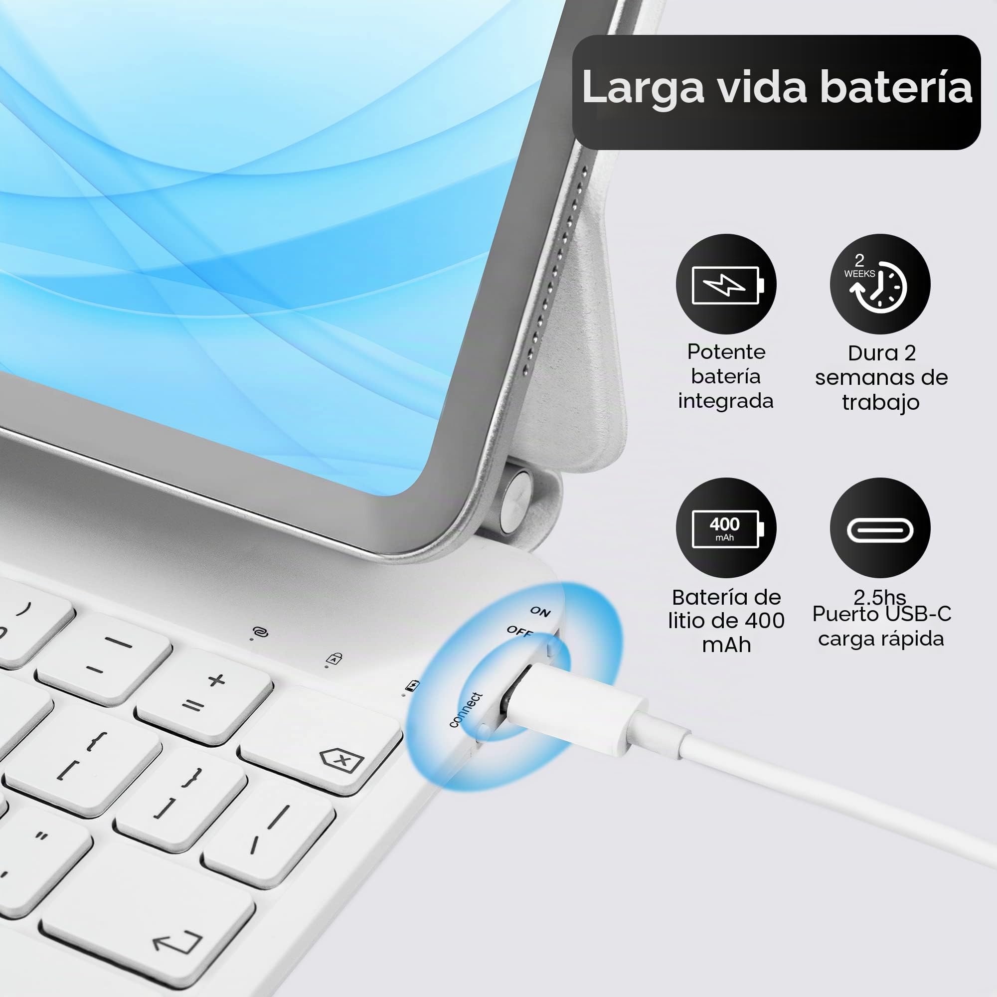 Magic Keyboard para iPad 10ª generación 2022/iPad (A16) 11ª generación 2025, funda con teclado, soporte magnético, trackpad integrado, QWERTZ, alemán (blanco)