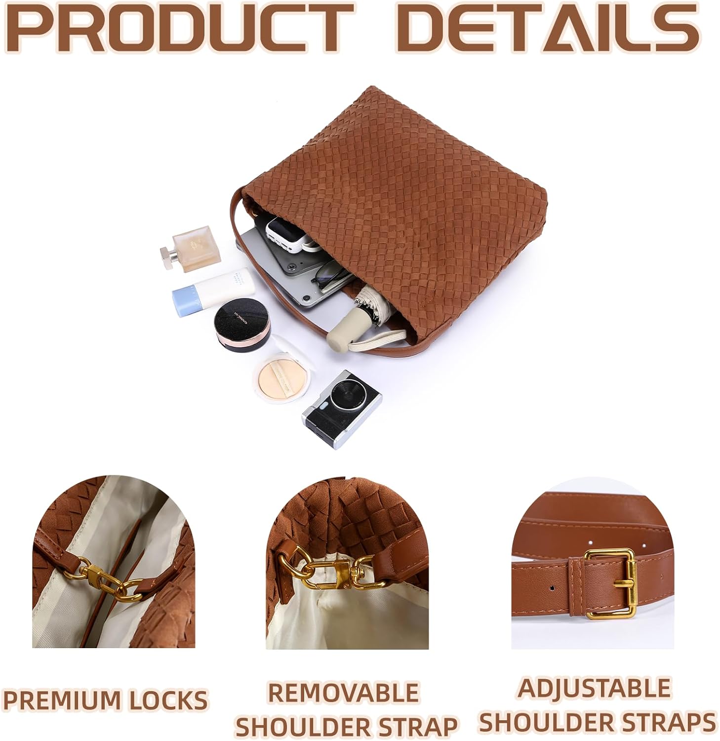 Suede Hobo Bags for Women Fall Woven Purse Slouchy Shoulder Crossbody Bag with Silk Scarf - Image 4