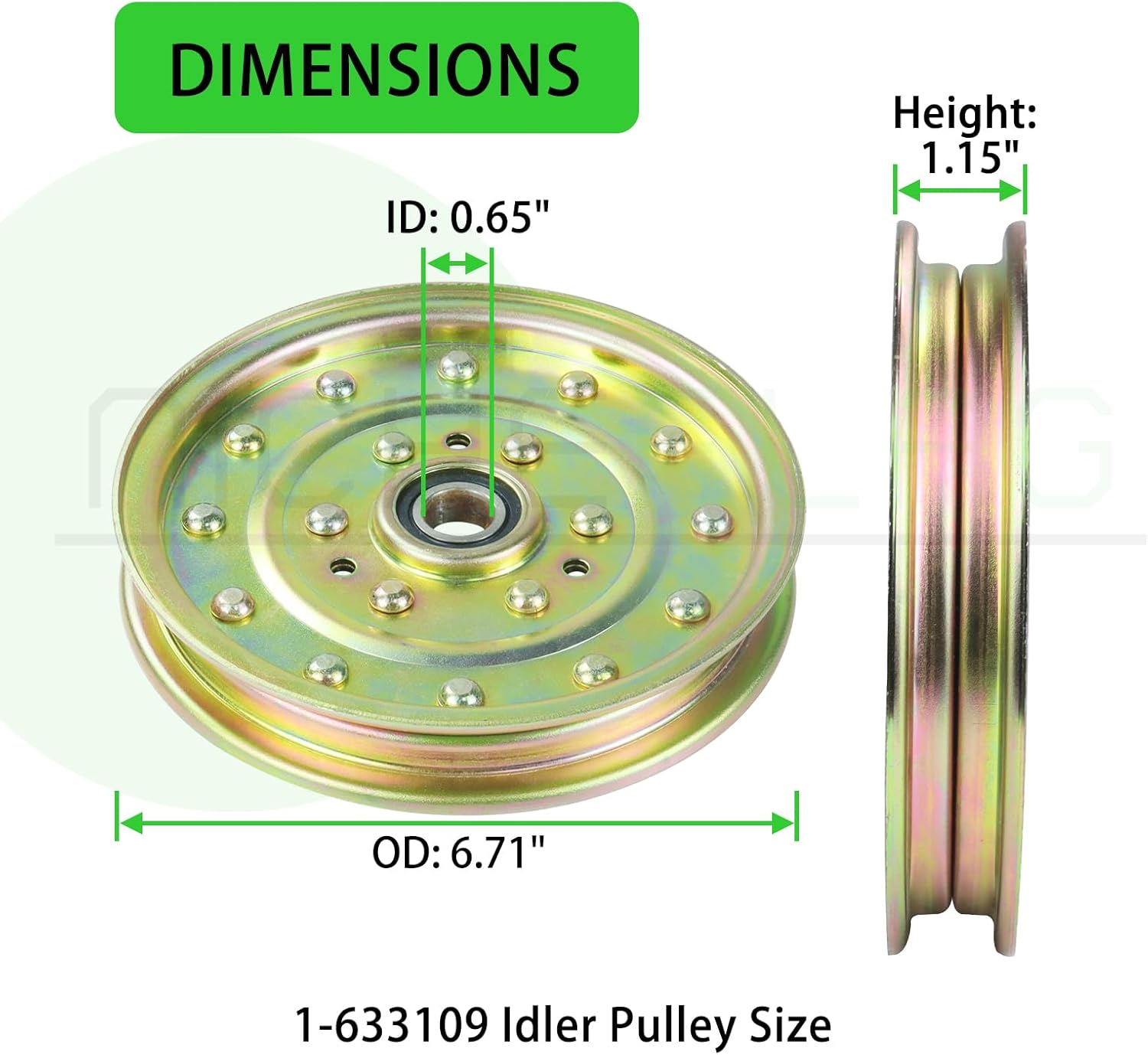 2 Pack 1-633109 Idler Pulley Replaces 126-7685, 132-9424, 116-4667, 39102610, Oregon 78-011, Rotary 9864 for eXmark 60 Toro 60 48 Lazer Z Z400 Z500 Z553 Z580 74244 74246 Lawn Tractors