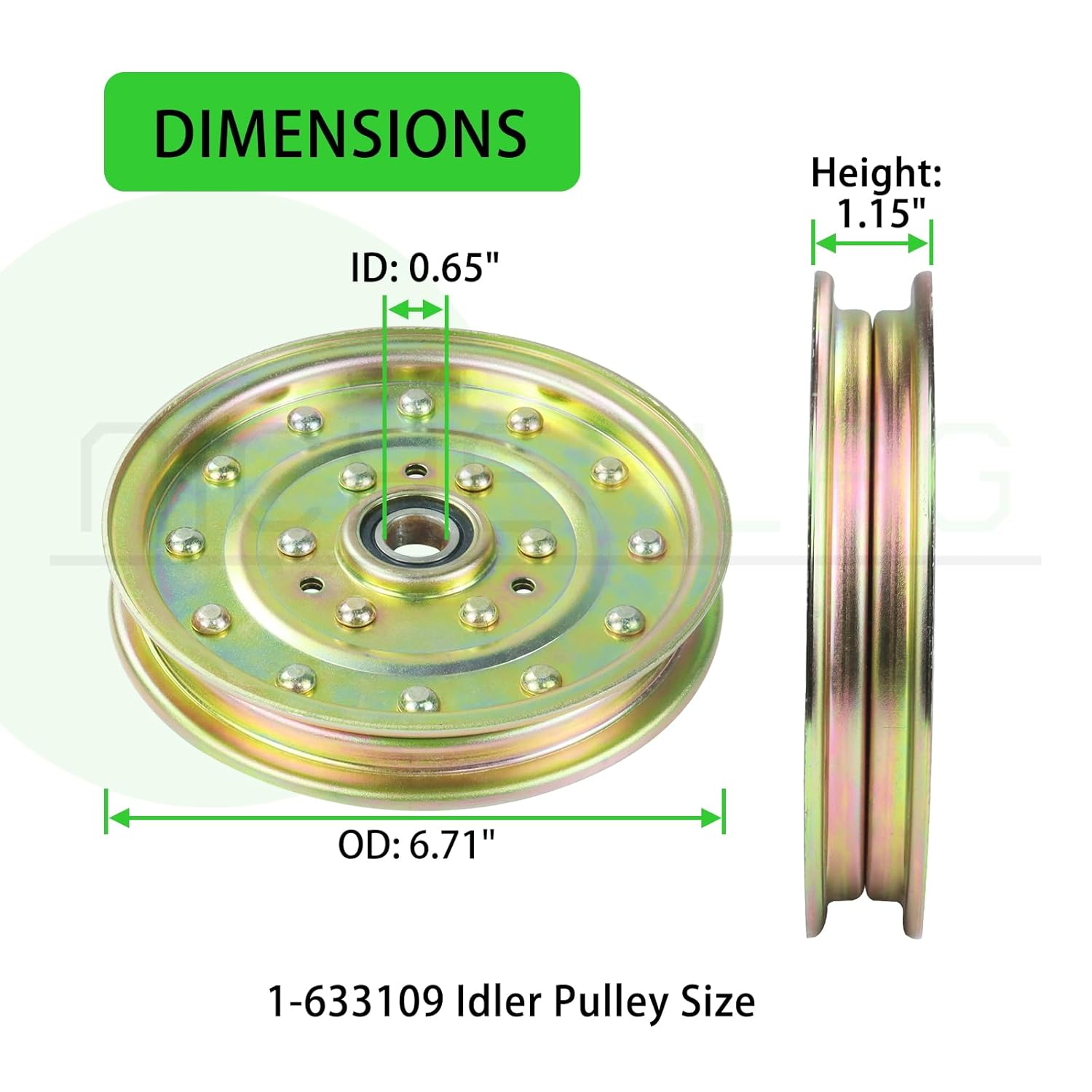 3 Pack 1-633109 Idler Pulley Replaces 126-7685, 132-9424, 116-4667, 39102610, Oregon 78-011, Rotary 9864 for eXmark 60 Toro 60 48 Lazer Z Z400 Z500 Z553 Z580 74244 74246 Lawn Tractors