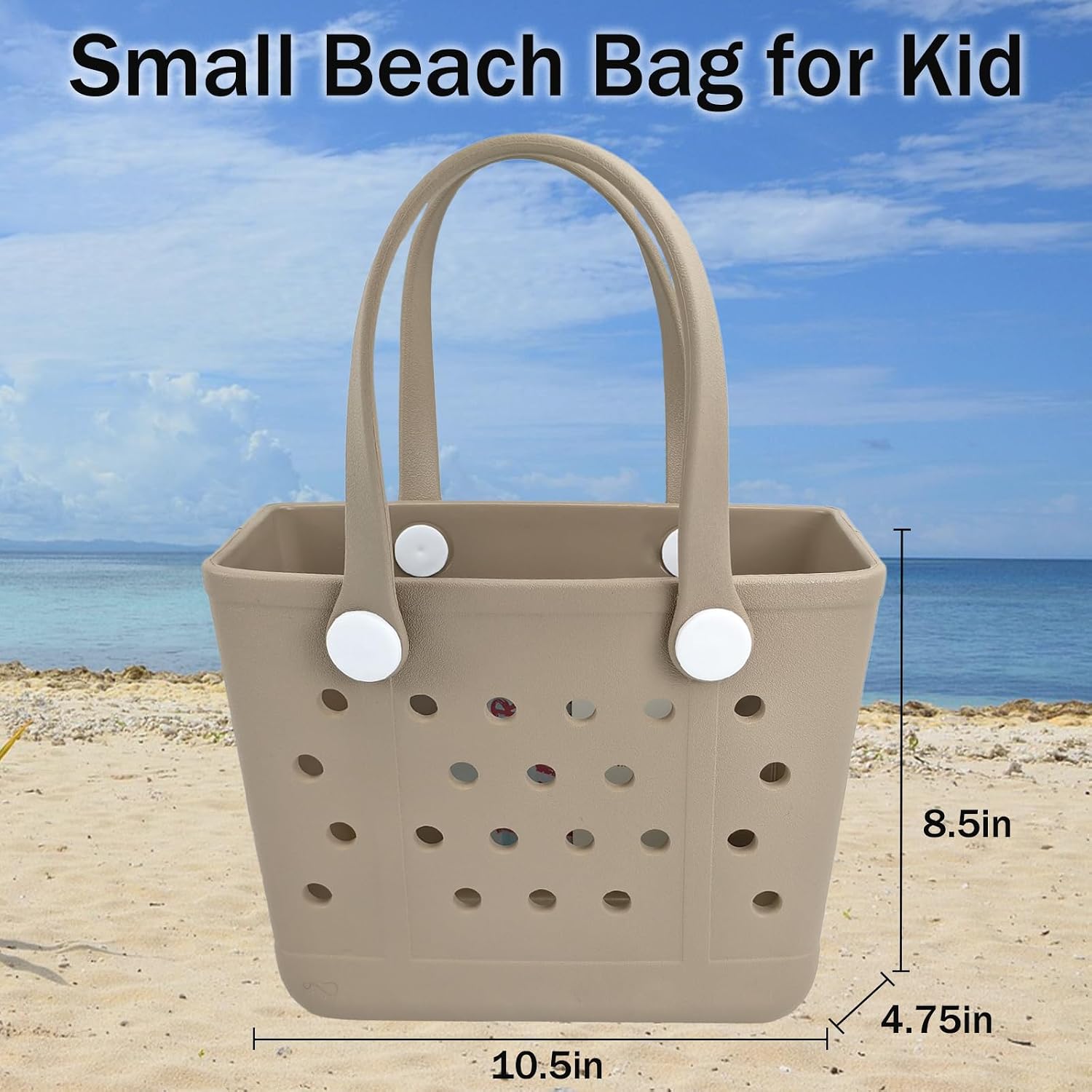 Juyeesm Small Rubber Beach Bags for Kids, Waterproof Sandproof Rubber Tote Bags Pool Bag for Travel, Boat, Sport