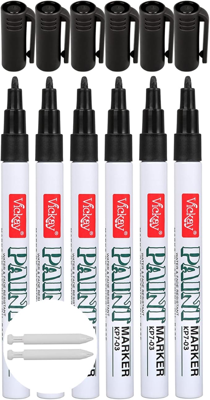 Black Markers Metallic OilBased Paint Pens Set of 6