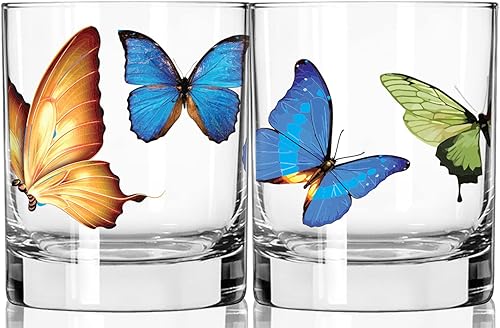 Miniatura 2 de Toasted Tales Butterfly's Lake and Lodge Collection  Vaso de whisky de roca Bourbon de 11 onzas  Vasos de degustación de whisky novedosos  Accesorio