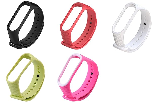 Microcart Replacement Silicone Band/Straps for Xiaomi Mi Band 3 and Mi Band 4 Fitness Tracker - Combo of 5 Colors