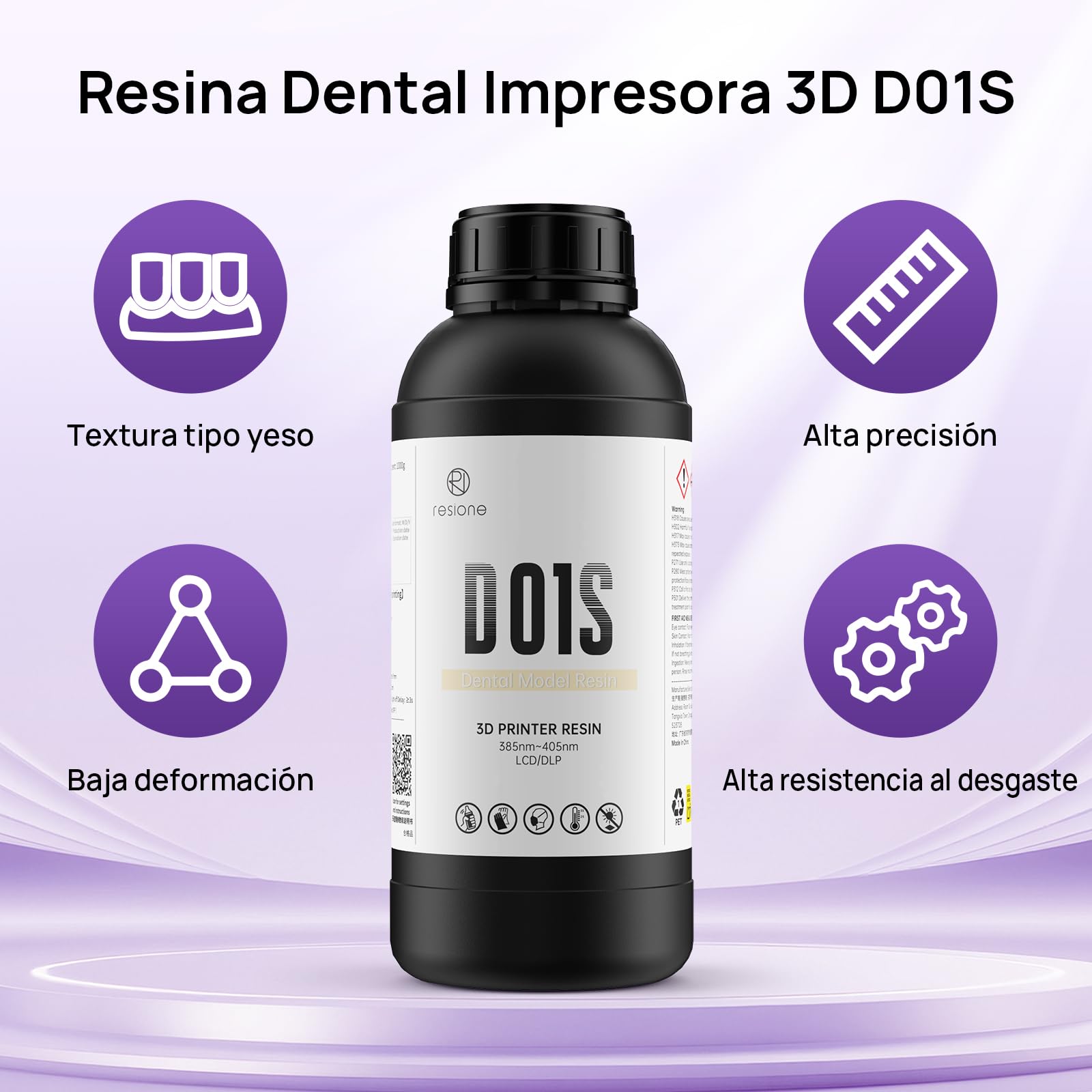 Resina 3D Dental D01S Impresora con Alta Precisión para Restauración y Implantes - Color de Concha (1000g)