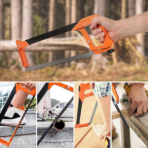 Miniatura 6 de Juego de sierra para metales, sierra de acero de 12 pulgadas con cuchillas reemplazables y inglete de metal, 3 piezas de sierras de mano (marco,