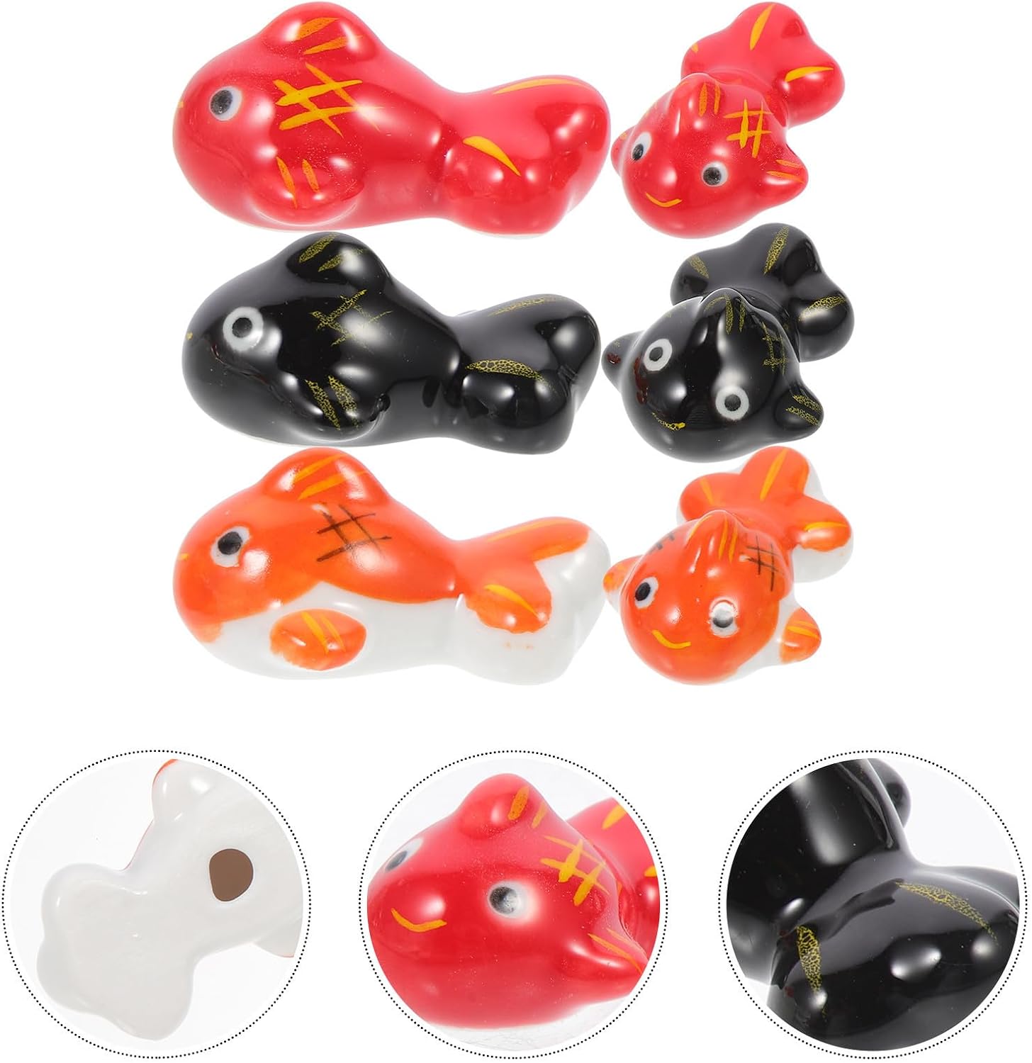 6pcs Fish Shape Ceramic Chopstick Rest Holder for Dining Table Decor