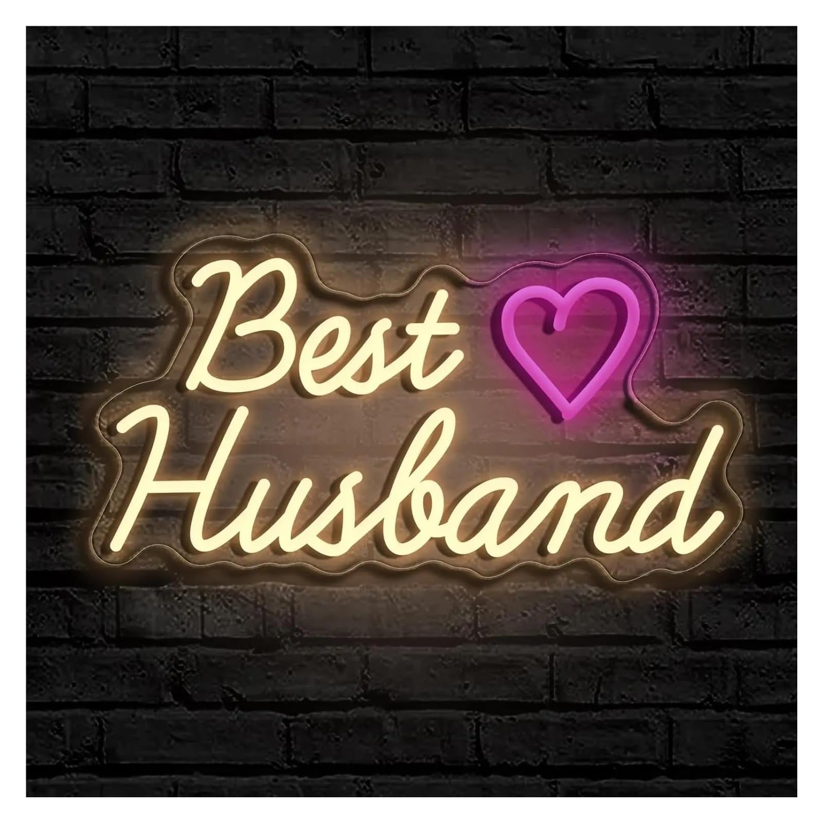 LEMST Sign Lamp Best Husband Neon Sign Light Dimmable for Bedroom Bar Club Hotel Birthday Holiday Party Art Decor 44cmx23.5cm