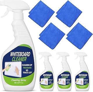 8 Pcs Whiteboard Cleaner Set 4 17 fl oz Dry Erase Board Liquid Cleaner with 4 Cloths White Board Cleaning Spray for Classroom Chalkboard Home Office