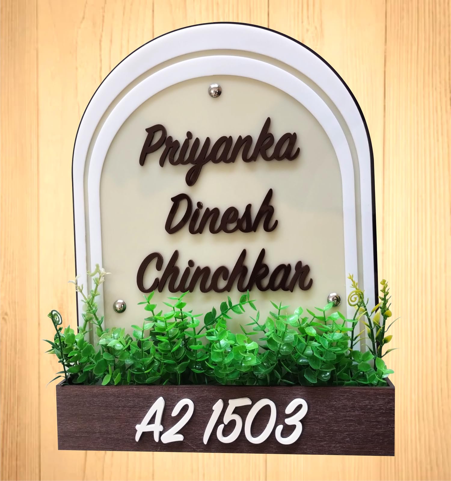 GiftSpot Customized Acrylic Grass name plate with Embossing Letters 3