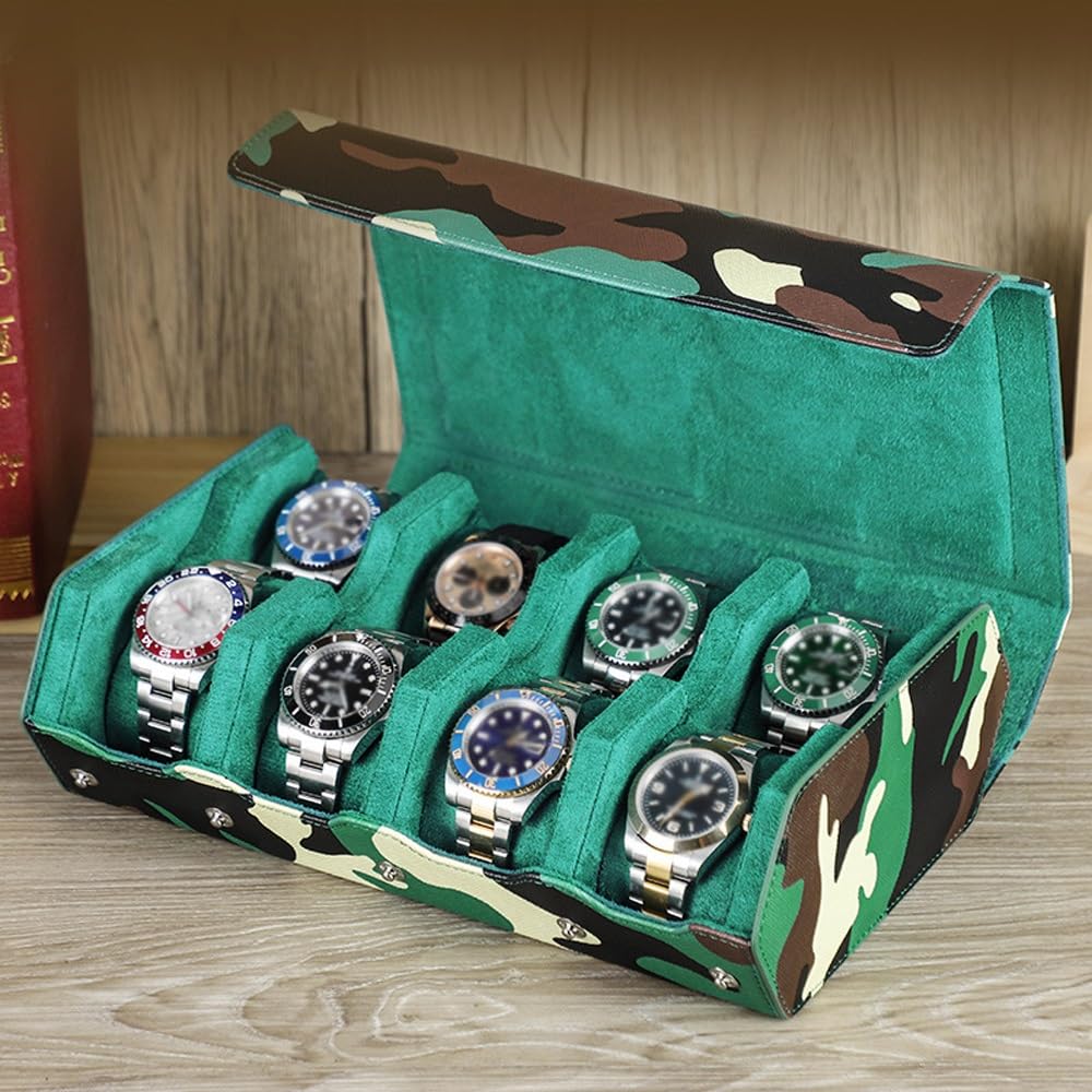 Leder-Uhrenrolle, Reiseetui, Uhren-Box für Herren, Uhren-Reiseetui für 8 Uhren, Uhrenaufbewahrung, Organizer, Herren-Zubehör