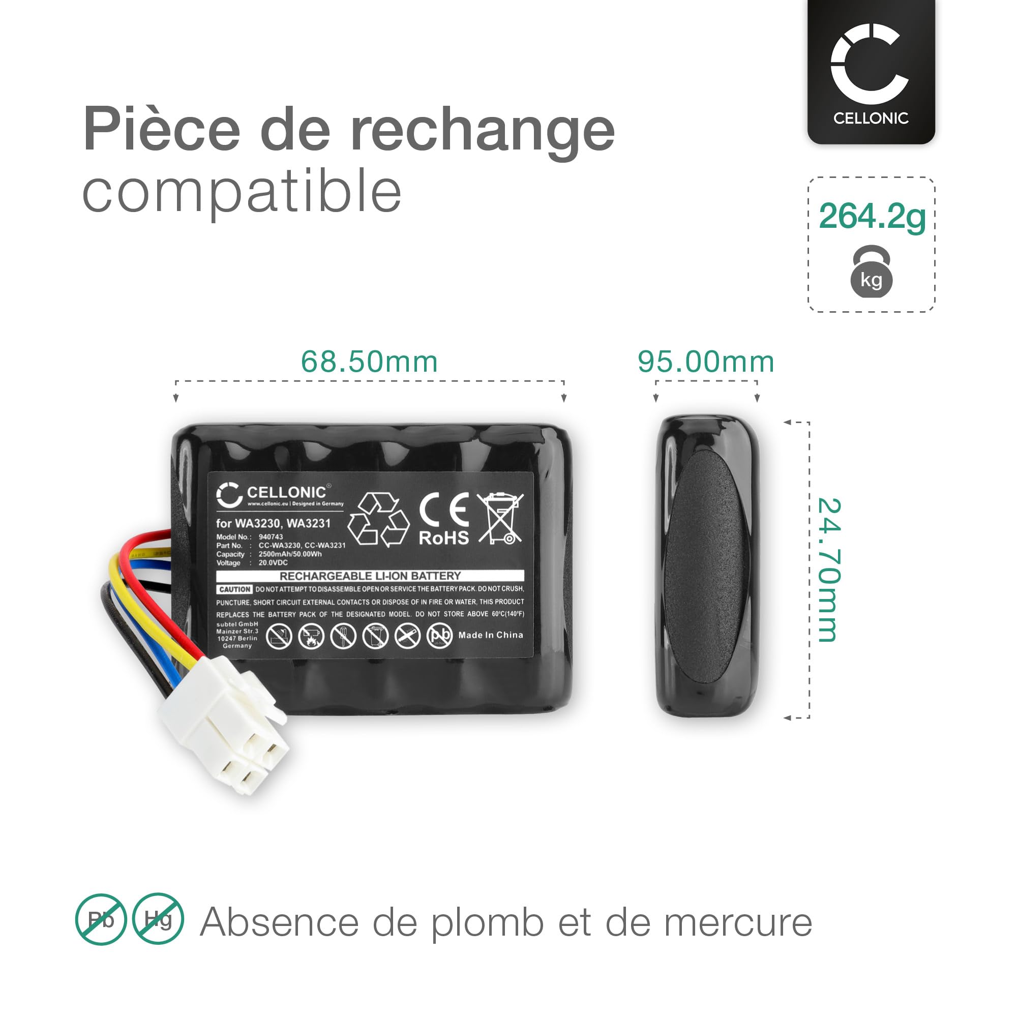 CELLONIC Batterie Compatible avec Worx Landroid S300, S 390m2, 50032492