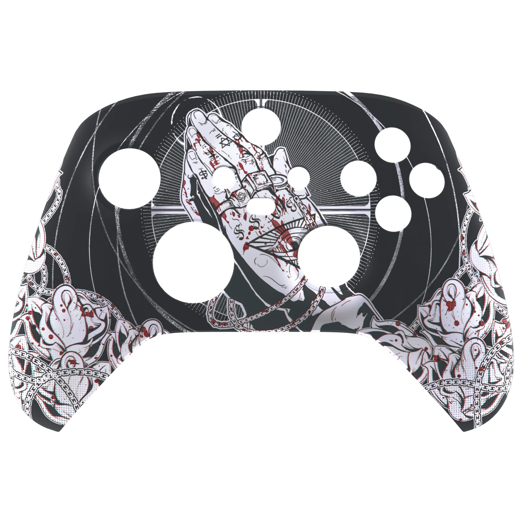 eXtremeRate Custodia Cover per Xbox Series X S Controller Joystick,Scocca Copertura Frontale Shell Ricambio per Xbox Core Controller Wireless Model 1914-Redenzione Senza Perdono