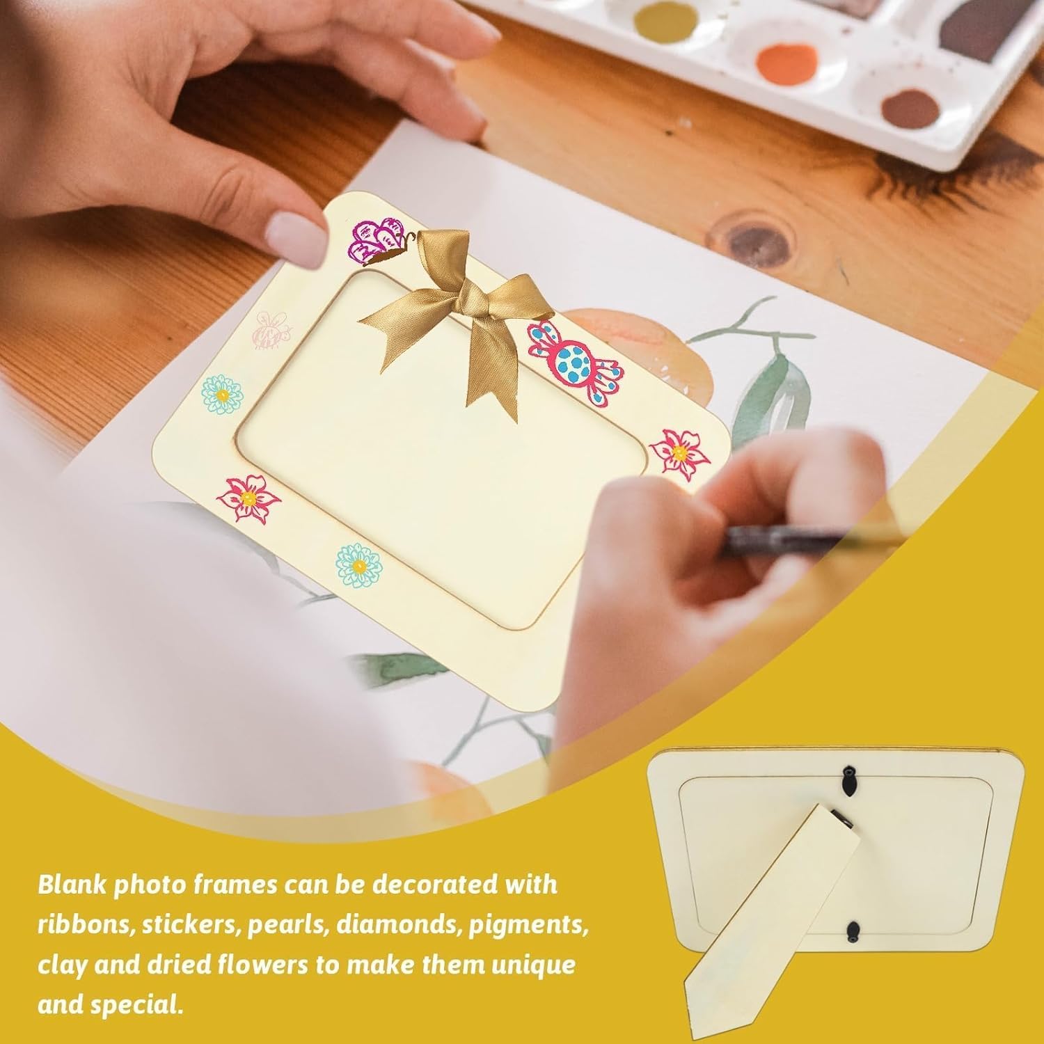 4 Pack Wooden Picture Frames for Crafts, 4x6 Inch Wood DIY Picture Frame for Crafting & Painting, Unfinished Standing Photo Frame as Decorations, School Art Projects, Birthday Gifts - Image 7