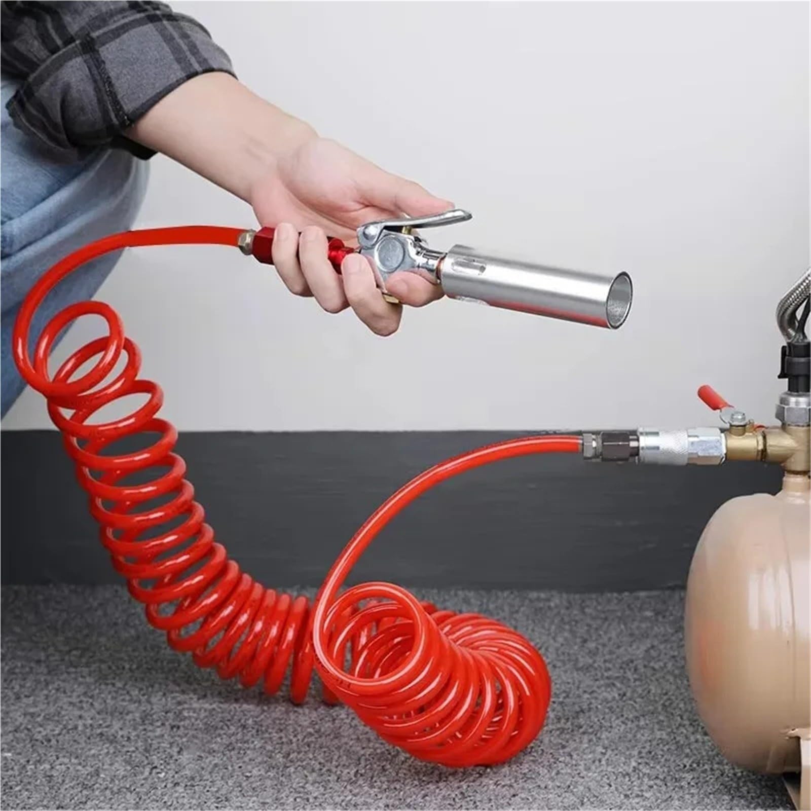 1pc Pneumatic Tools Hose Spiral Pipe Air Compressor Hose Air Compressors Outer Diameter(12M)