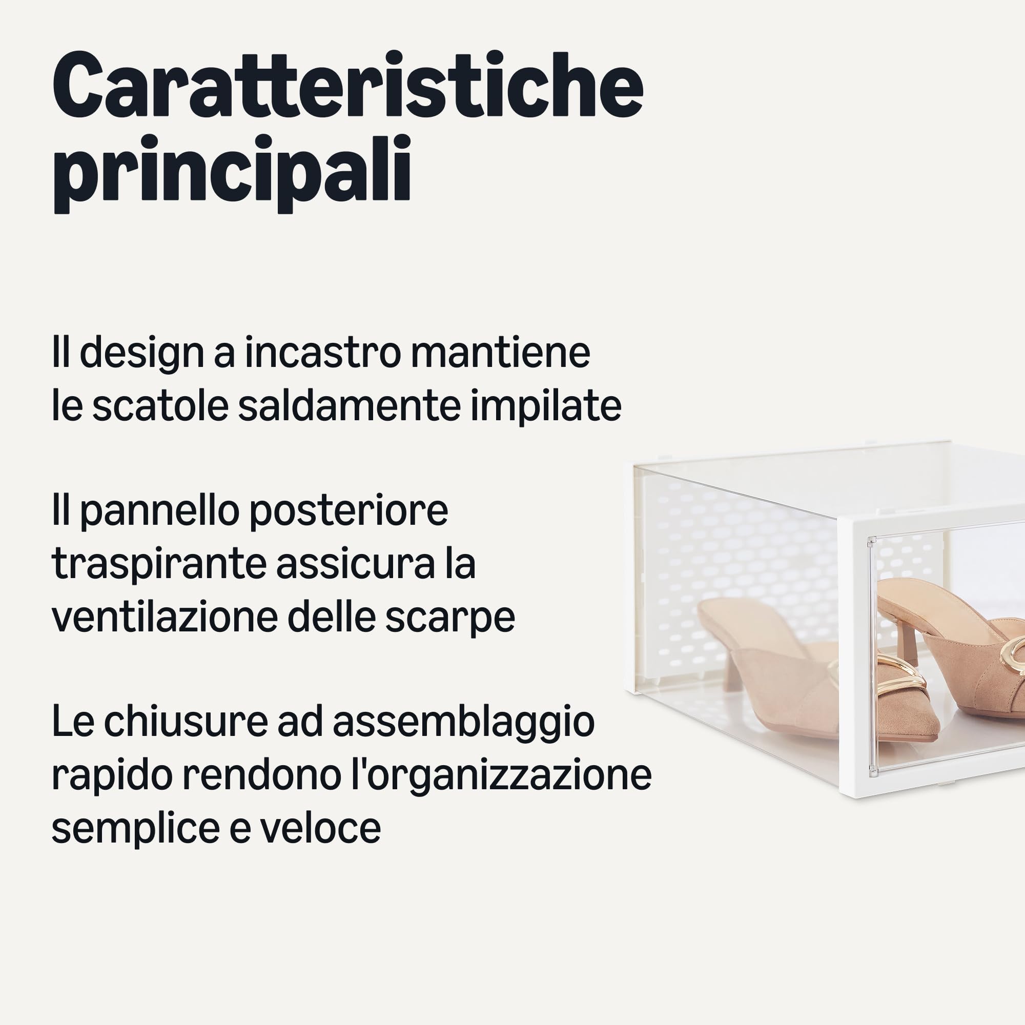 Amazon Basics Scatole per scarpe impilabili e pieghevoli, formato medio, confezione da 12, Trasparente