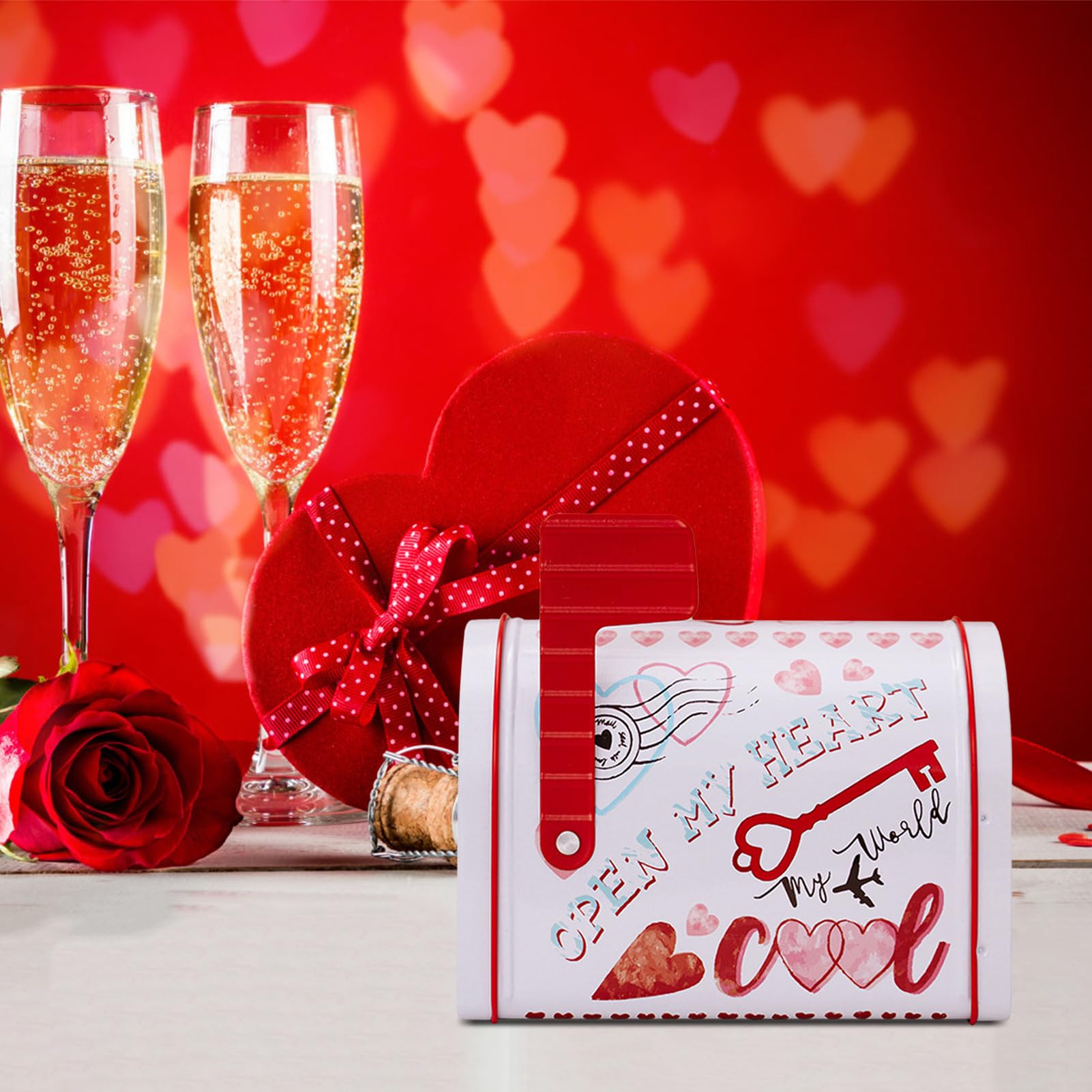 Scatola Cassetta Postale Fai Da Te San Valentino Per Bambini Con 32 Biglietti D'Auguri – Set Bomboniere Festa Scuola, Cartone, 24.9x20.3x9.9 Cm