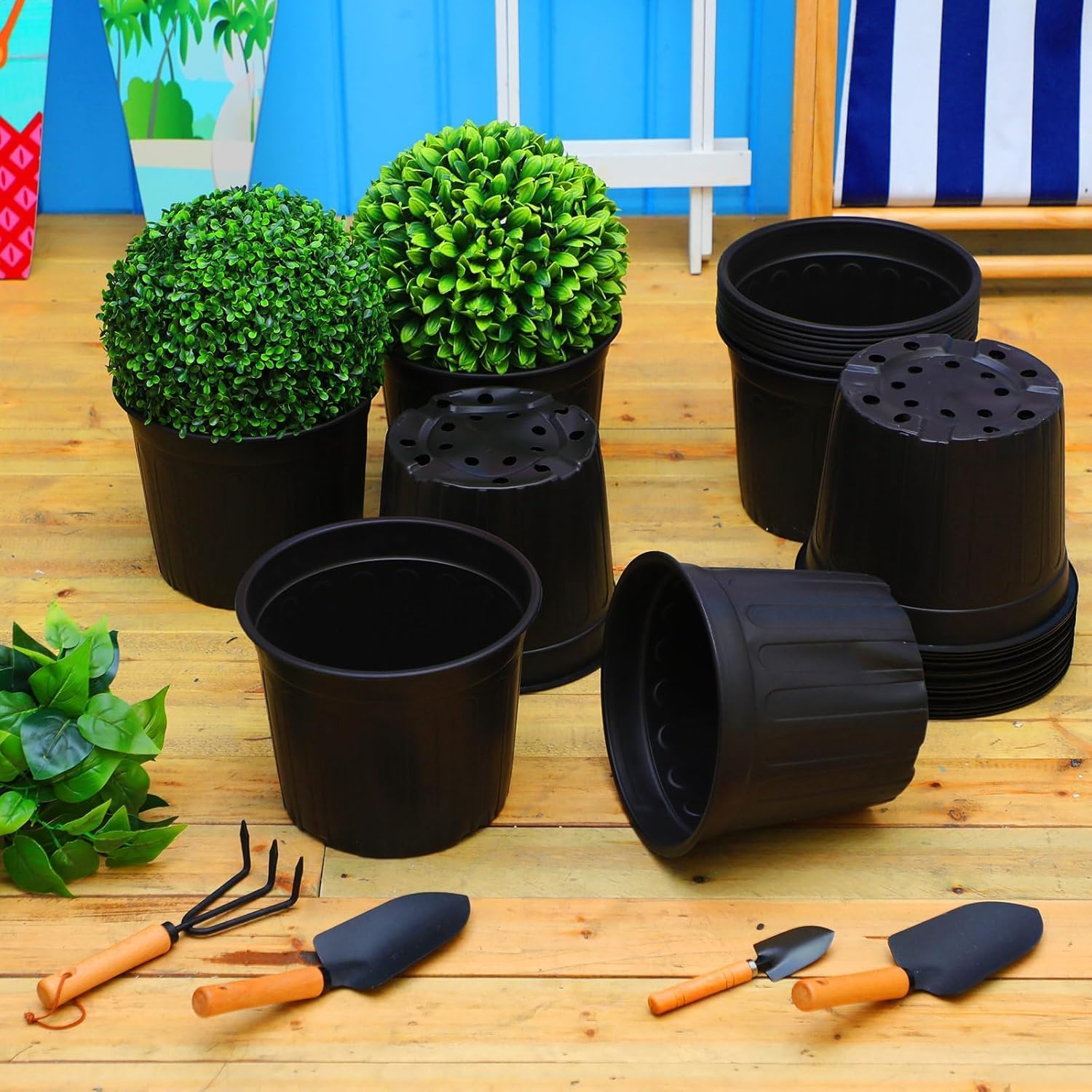 Ziliny 50 Pcs 3 Gallon Plant Nursery Pots Bulk Flexible Plastic Pots for Plants Thickened Soft Seed Starting Container with Drainage Hole Garden Pot Flower Container for Succulents Seedlings