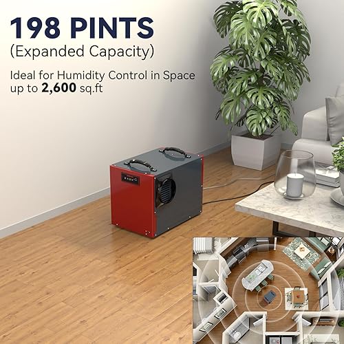 Miniatura 2 de Abestorm Deshumidificador comercial, deshumidificador de 198 pintas con manguera de drenaje para sótanos, espacios de arrastre y toda la casa,