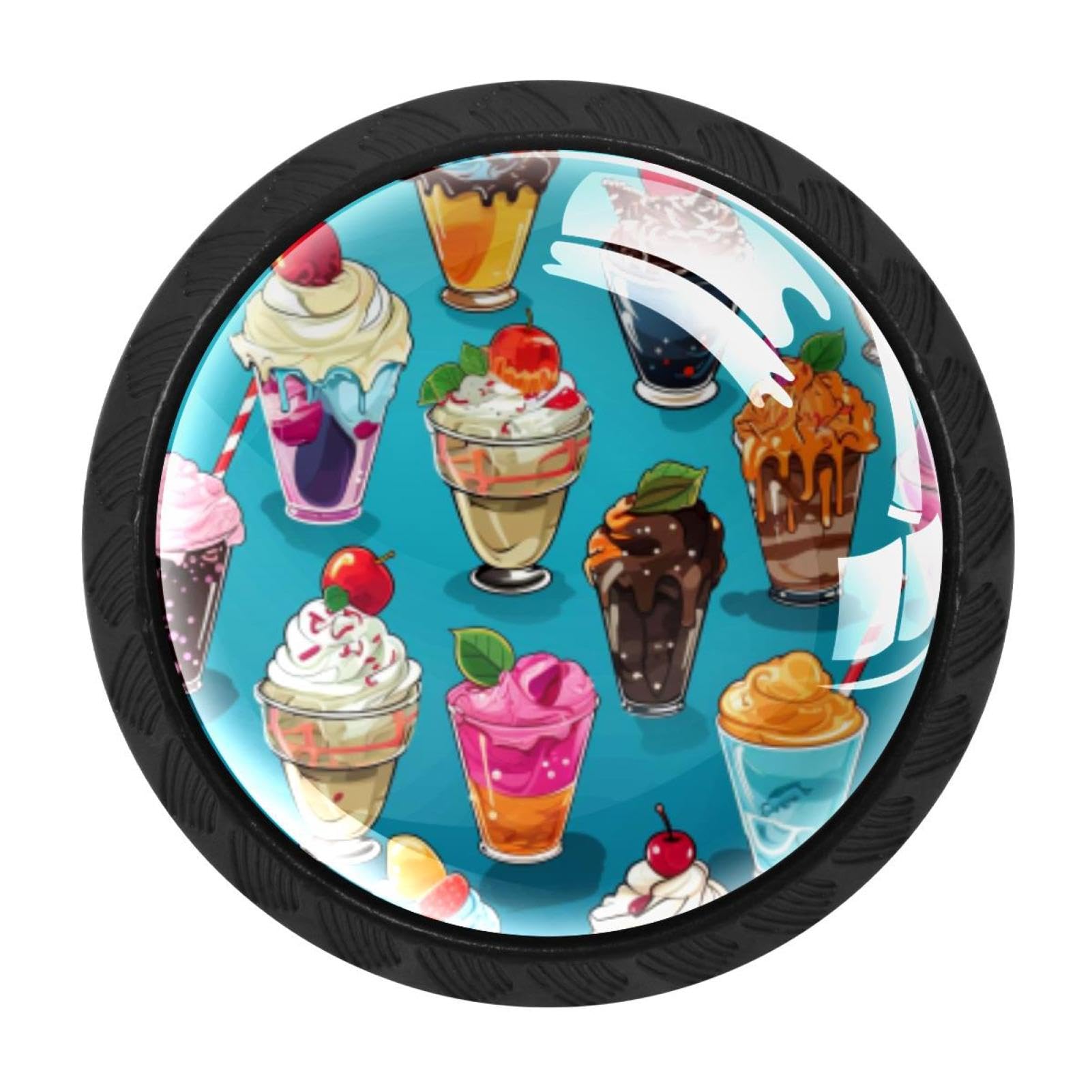 Chenzzzz Multicolored 08 4 Pack Cabinet Handles Black Ice Cream Cabinet Knobs Draw