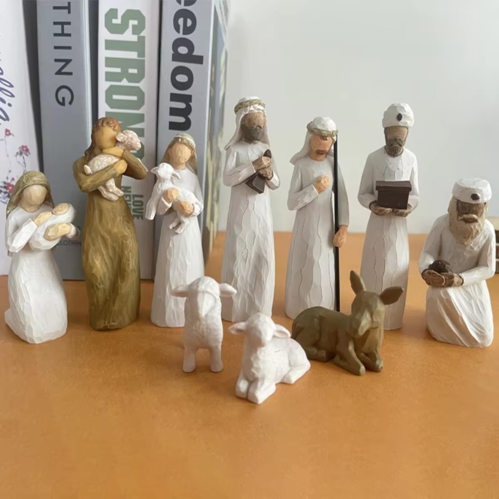 Generisch Krippenset Born Scene Figur,10-teiliges Figuren Krippe Harz, Geburt Belen Weihnachten, Weihnachtskrippe mit Figuren, Krippenszene Krippe Harz Heilige Familie, Dekoration