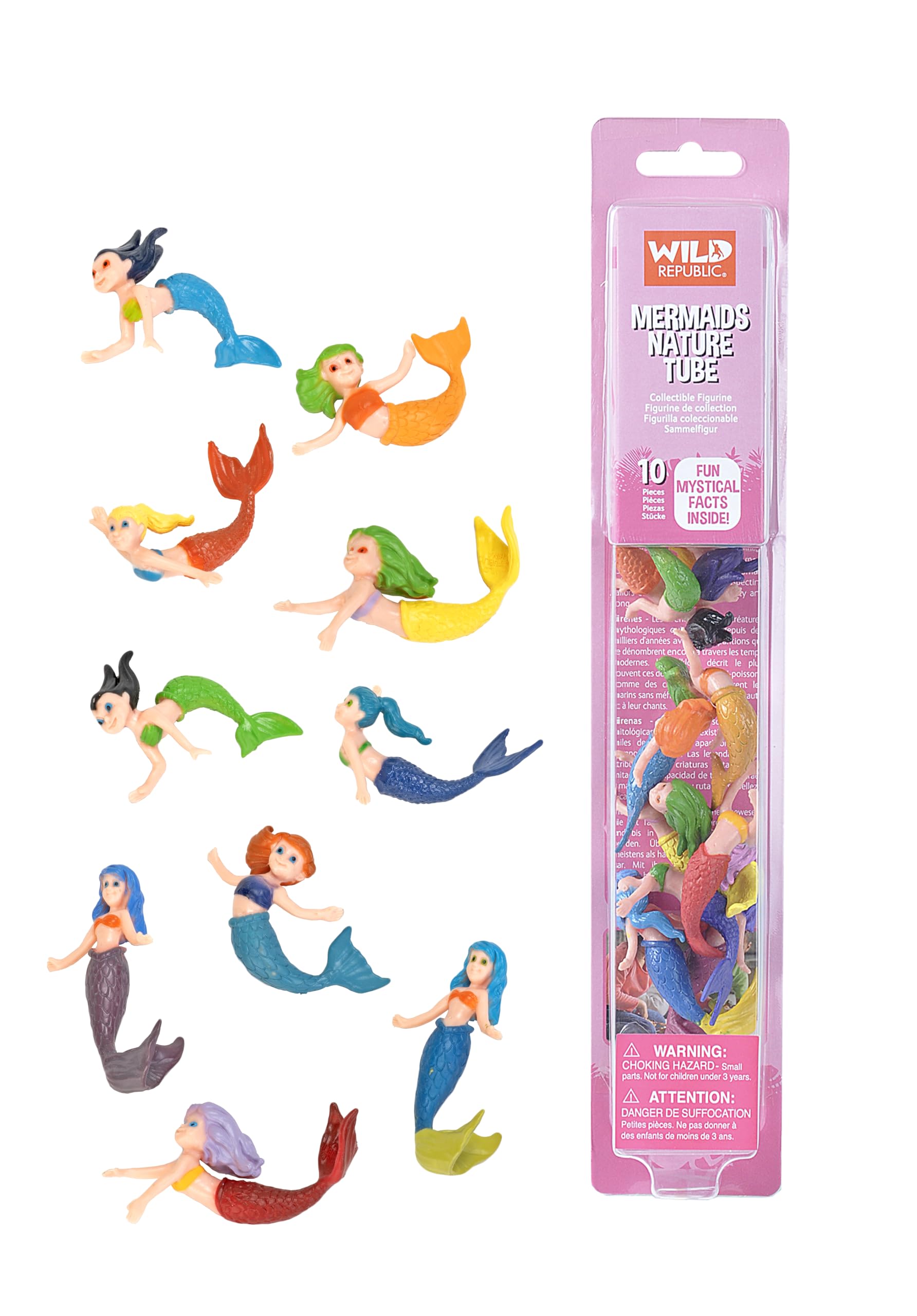 WILD REPUBLICMermaid Figurines Tube, Mermaid toys, Underwater, Sirens, Kids Gifts, 10-Piece