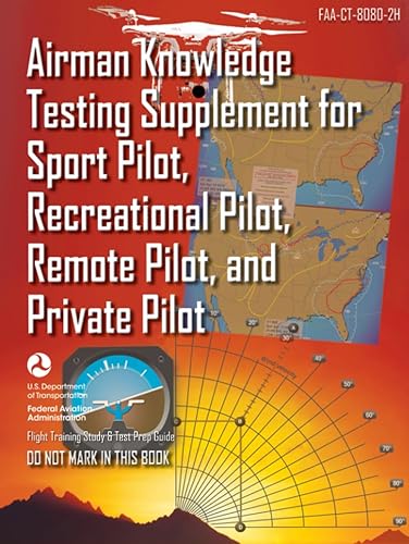 Airman Knowledge Testing Supplement for Sport Pilot, Recreational Pilot, Remote (Drone) Pilot, and Private Pilot FAA-CT-8080-2H: Flight Training Study &amp; Test Prep Guide (Color Print)