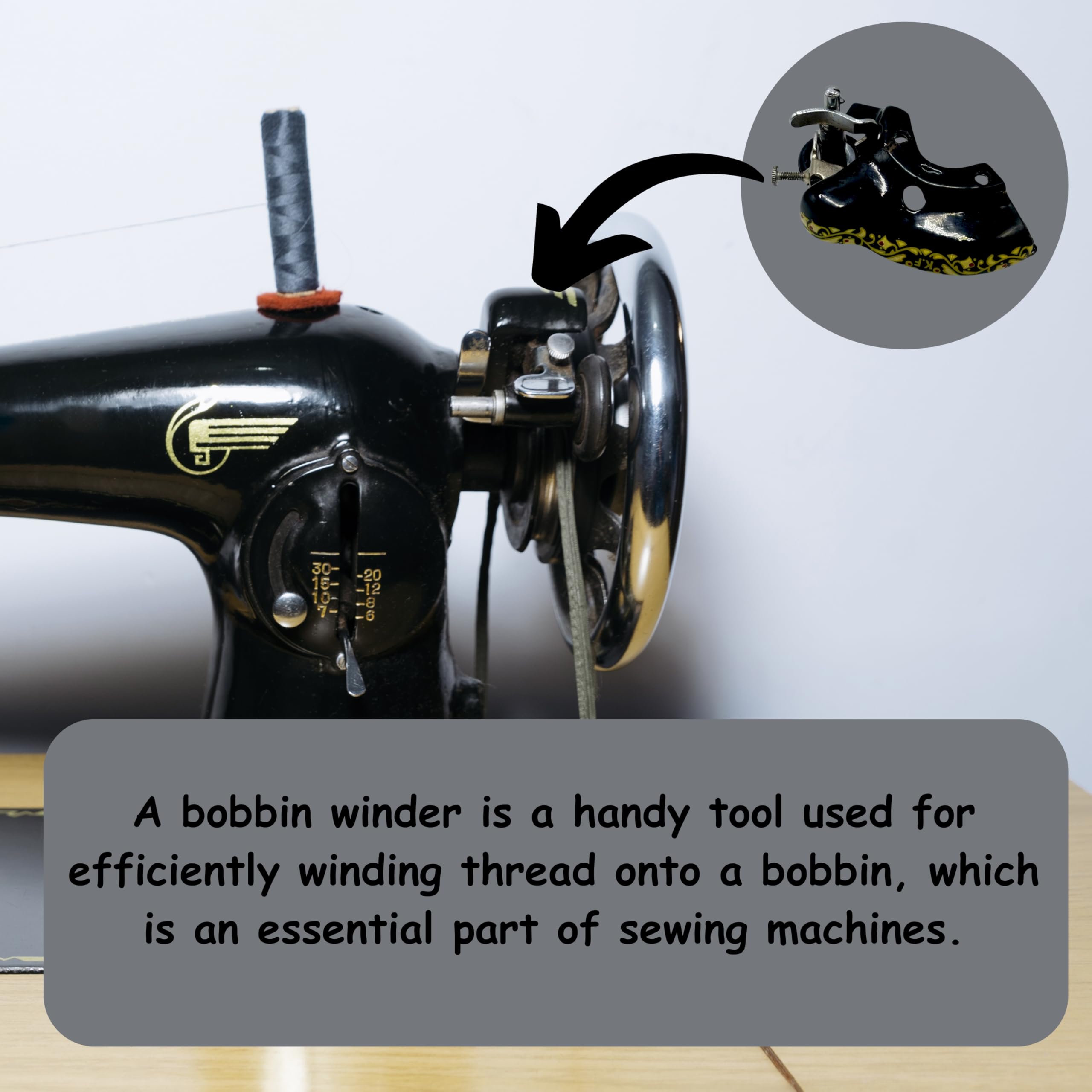 ZENITH Bobbin Winder Cast Iron for Domestic Sewing Machine SV Half Shuttle Traditional Black Color Models — Amazon image 3
