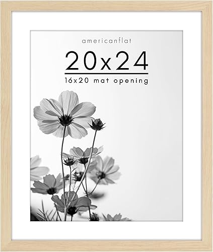 Americanflat Portarretratos de 20 x 24 pulgadas en roble natural, se puede utilizar como portarretratos de 16 x 20 pulgadas con paspartú o marco de